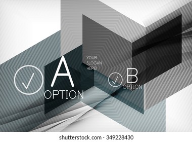 Geometric shapes with option elements. Infographic, message abstract background. Vector illustration