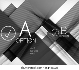 Geometric shapes with option elements. Infographic, message abstract background. Vector illustration