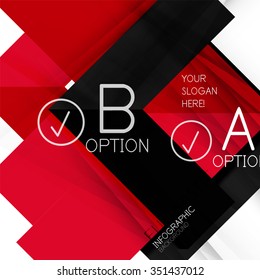 Geometric shapes with option elements. Infographic, message abstract background. Vector illustration