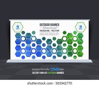 Geometric Shapes Outdoor Advertising Design, Horizontal Banner, Background Template