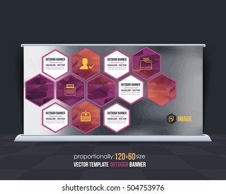 Geometric Shapes Outdoor Advertising Design, Horizontal Banner, Background Template