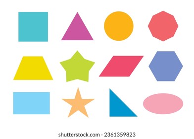 Geometric shapes outline collection diagram element for education and business. 