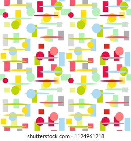 Geometric shapes ovals circles and square seamless pattern