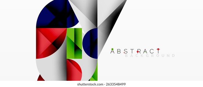 Las Formas geométricas se superponen, creando un diseño abstracto vibrante. El espacio blanco proporciona un contraste limpio y una sensación moderna.