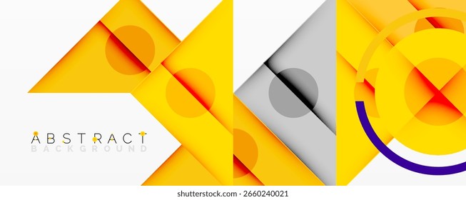 Las Formas geométricas se superponen, creando un vibrante diseño amarillo y gris. Estética moderna, adecuada para fondos, presentaciones. Composición minimalista.