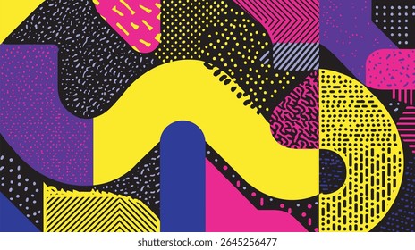 Formas geométricas se sobrepõem criando vividamente padrão abstrato dinâmico arte pano de fundo design