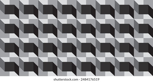 Geometric shapes pattern Abstract geometric lines pattern - seamless vector pattern with squares and parallelograms in black and gray colors