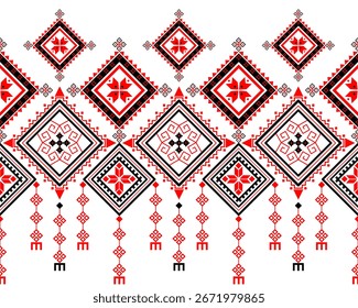 Geometrische Formen Muster auf weißem Hintergrund für Teppich, Vorhänge,
Textur, Hintergrund, Hintergrund, Tapete, Kleidung und Verpackung.
