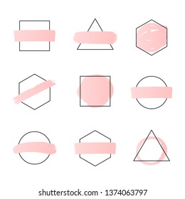 Geometric shapes with pink backgrounds, logo templates
