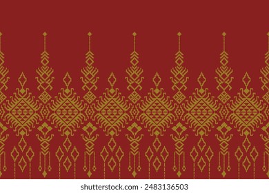 Geometric shapes and pixel design vector seamless pattern traditional for clothing ethnic with background aztec tribal ornament handmade border beautiful art colorful.