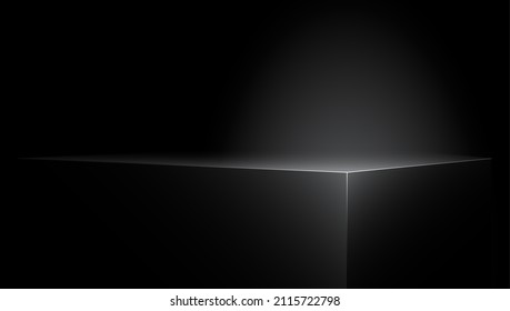 Geometric shapes platforms for product presentation. Black box stand for product display. Abstract product pedestal. Vector template.