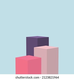 Geometric shapes podium for product display. Abstract background with geometric podium platform in pastel colors. Minimal style. Stylish background for presentation. Podium Background. Vector art.