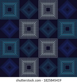 Formas geométricas desde puntos. Ornamento digital. Medio tono. Ilustración vectorial para diseño web o impresión.