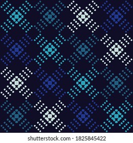 Geometric shapes from points. Digital ornament. Halftone. Vector illustration for web design or print.