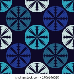 Geometric shapes from points. Digital ornament. Halftone. Seamless pattern. Vector illustration for web design or print.