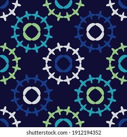 Geometric shapes from points. Digital ornament. Halftone. Seamless pattern. Vector illustration for web design or print.