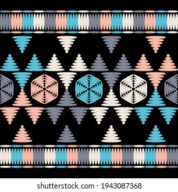 Geometric shapes from points. Digital ornament. Halftone. Seamless pattern. Vector illustration for web design or print.