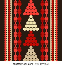 Formas geométricas desde puntos. Ornamento digital. Borde. Medio tono. Patrón sin foco. Textil. Ornamento étnico de boho. Ilustración vectorial para diseño web o impresión.