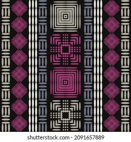 Geometric shapes from points. Digital ornament. Border. Halftone. Seamless pattern. Textile. Ethnic boho ornament. Vector illustration for web design or print.
