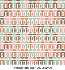 Geometric shapes from points. Digital ornament. Border. Halftone. Seamless pattern. Textile. Ethnic boho ornament. Vector illustration for web design or print.