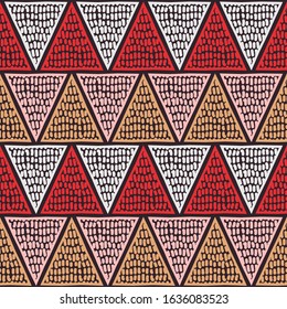 Geometric shapes from points. Ethnic boho ornament. Seamless pattern. Tribal motif. Vector illustration for web design or print.