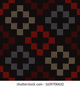 Geometric shapes from points. Ethnic boho ornament. Seamless pattern. Tribal motif. Vector illustration for web design or print.