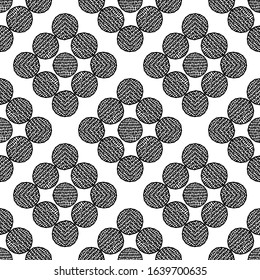 Geometric shapes from points. Ethnic boho ornament. Seamless pattern. Tribal motif. Vector illustration for web design or print.