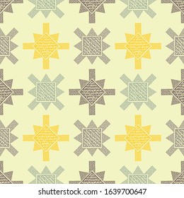 Geometric shapes from points. Ethnic boho ornament. Seamless pattern. Tribal motif. Vector illustration for web design or print.