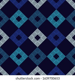 Geometric shapes from points. Ethnic boho ornament. Seamless pattern. Tribal motif. Vector illustration for web design or print.
