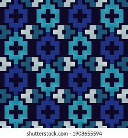 Formas geométricas desde puntos. yegua mexicana. Patrón sin foco. Diseño con eclosión manual. Textil. Ornamento étnico de boho. Ilustración vectorial para diseño web o impresión.
