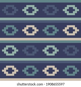 Geometric shapes from points. Mexican plaid. Seamless pattern. Design with manual hatching. Textile. Ethnic boho ornament. Vector illustration for web design or print.