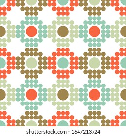 Geometric shapes from points. Polka dots ornament. Seamless pattern. Vector illustration for web design or print.