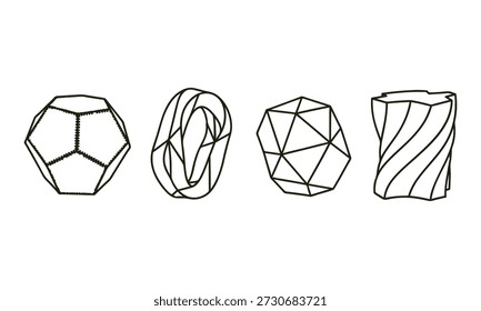 Formas geométricas ilustraciones de poliedros Elementos de diseño abstractos