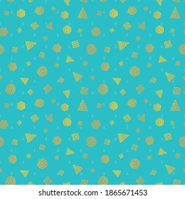 Geometric shapes rain drop spiral circle square triangle seamless pattern. Modern stylish texture. Vector illustration. Perfect for fashion, decoration, textile design, background, illustration