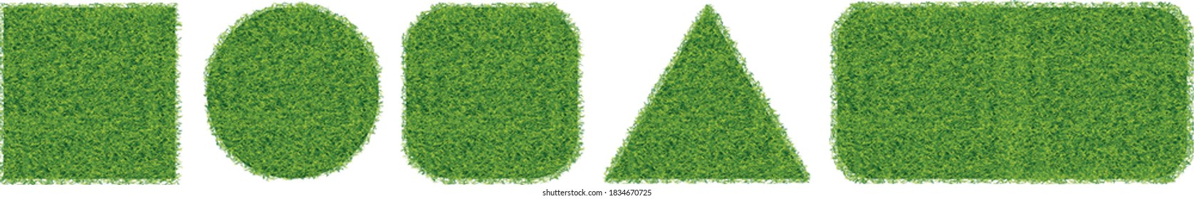 Geometric shapes from realistic green grass lawn - illustration