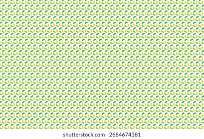 Geometrische Formen wiederholen sich auf einer weißen Oberfläche und erzeugen ein lebendiges, abstraktes Muster mit Grün- und Gelbtönen, das einen spielerischen Stimmungsvektorhintergrund hervorruft