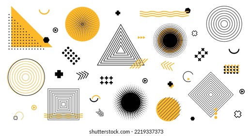 Geometric Shapes Retro Art Design - Different Vector Illustrations Isolated On White Background