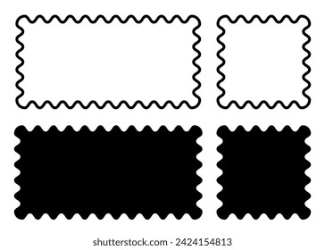 Geometric shapes with round sides, aesthetic memphis figures, brutal modern modern brutalist forms, wavy elements border - vector
