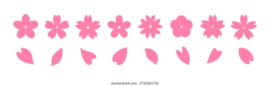 Formas geométricas de sakura, flores de primavera
