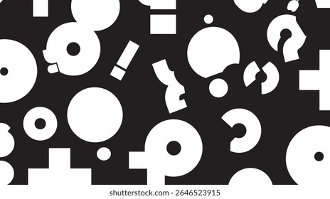 Formas geométricas espalham criando aleatoriamente um padrão abstrato minimalista de contraste