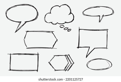 Diseño gráfico de formas geométricas garabateado conjunto de dibujo a mano, aislado en fondo blanco, ilustración de globo vectorial