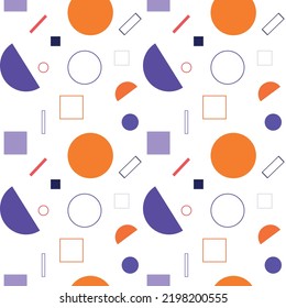 Geometric shapes seamless pattern. Colorful geometric figures on white background. Vector illustration.