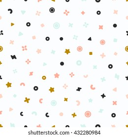 Geometric shapes seamless pattern. Gold pattern for fashion and wallpaper. Abstract vector illustration with geometric elements, shapes.