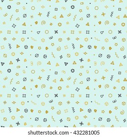 Geometric shapes seamless pattern. Gold pattern for fashion and wallpaper. Abstract vector illustration with geometric elements, shapes.