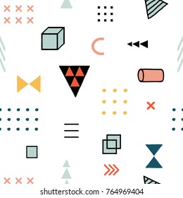 Geometric shapes seamless pattern. Modern abstrac minimalistic background. Memphis style vector texture