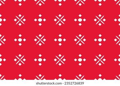 Geometric shapes seamless pattern on red background for wallpaper, fabric, clothing,backdrop,texture, wrapping paper, notebook cover ,curtain,pillow case and stationary.