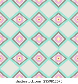 Geometric shapes seamless pattern on light grey background for wallpaper, fabric, clothing,backdrop,texture, wrapping paper, notebook cover ,curtain,pillow case and stationary.