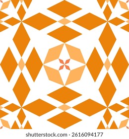 Geometric shapes seamless pattern on white background design for floor tile, textile, or gift wrapping paper. Symmetric vector illustration.