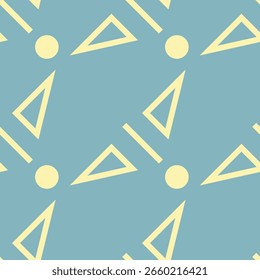 Geometric Shapes Seamless Pattern on Blue
