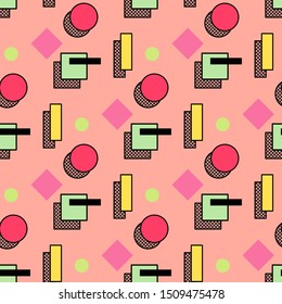 Geometric shapes seamless pattern. Peachy background.